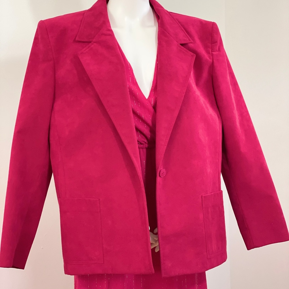 Hot Pink ultra suede Lilli Ann jacket - Picture 4 of 13
